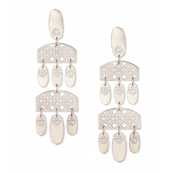KENDRA SCOTT Emmet Statement Earrings in Silver Filigree NWT - Picture 11 of 13